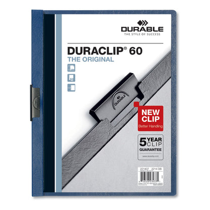 Durable DuraClip Report Cover, Clip Fastener, 8.5 x 11, Clear/Dark Blue, 25/Box