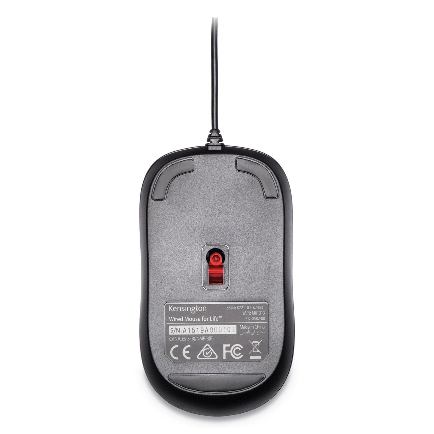 Kensington Wired USB Mouse for Life, USB 2.0, Left/Right Hand Use, Black