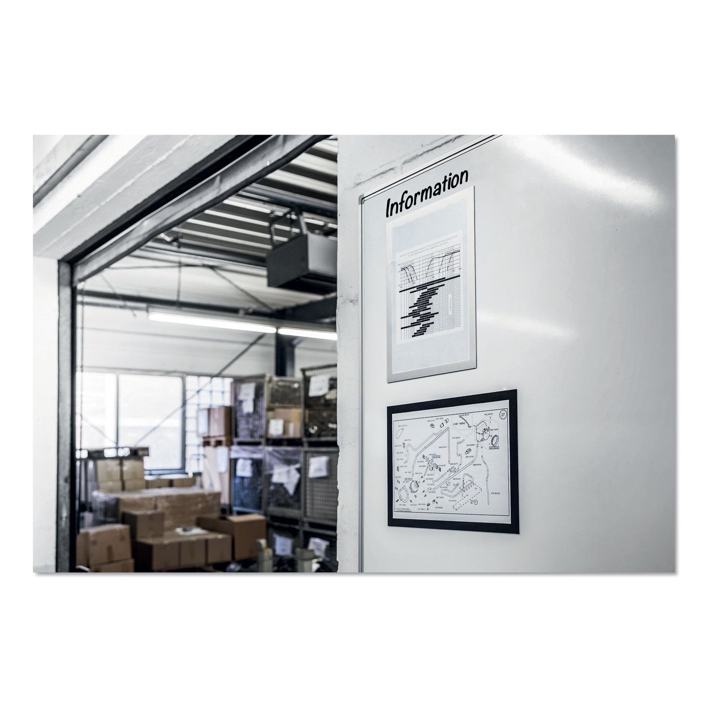 Durable DURAFRAME Magnetic Sign Holder, 8.5 x 11, Black Frame, 2/Pack