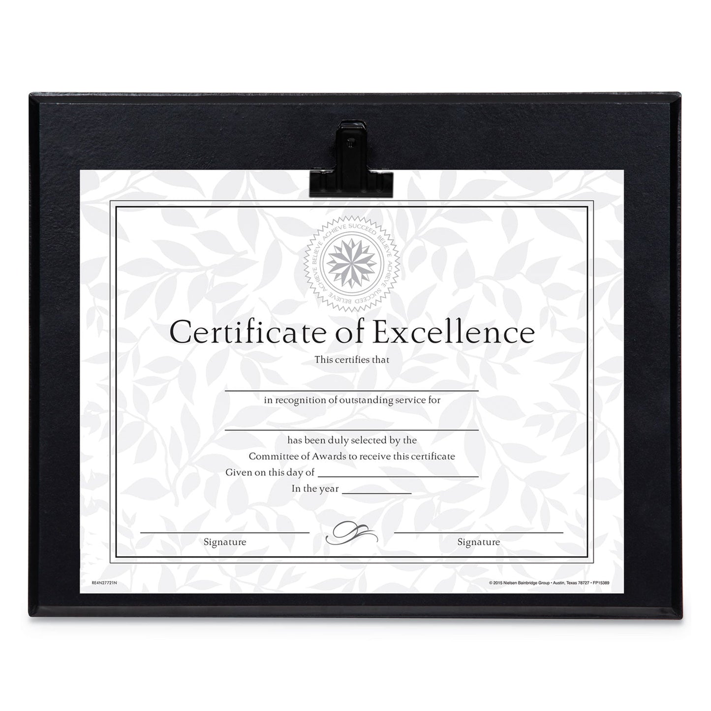 DAX Plaque With Metal Clip, Wood, 8.5 x 11 Insert, Black