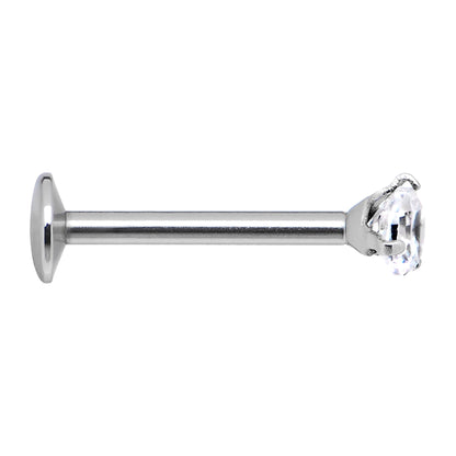16G Clear 2mm Gem Internally Threaded Labret Monroe Tragus