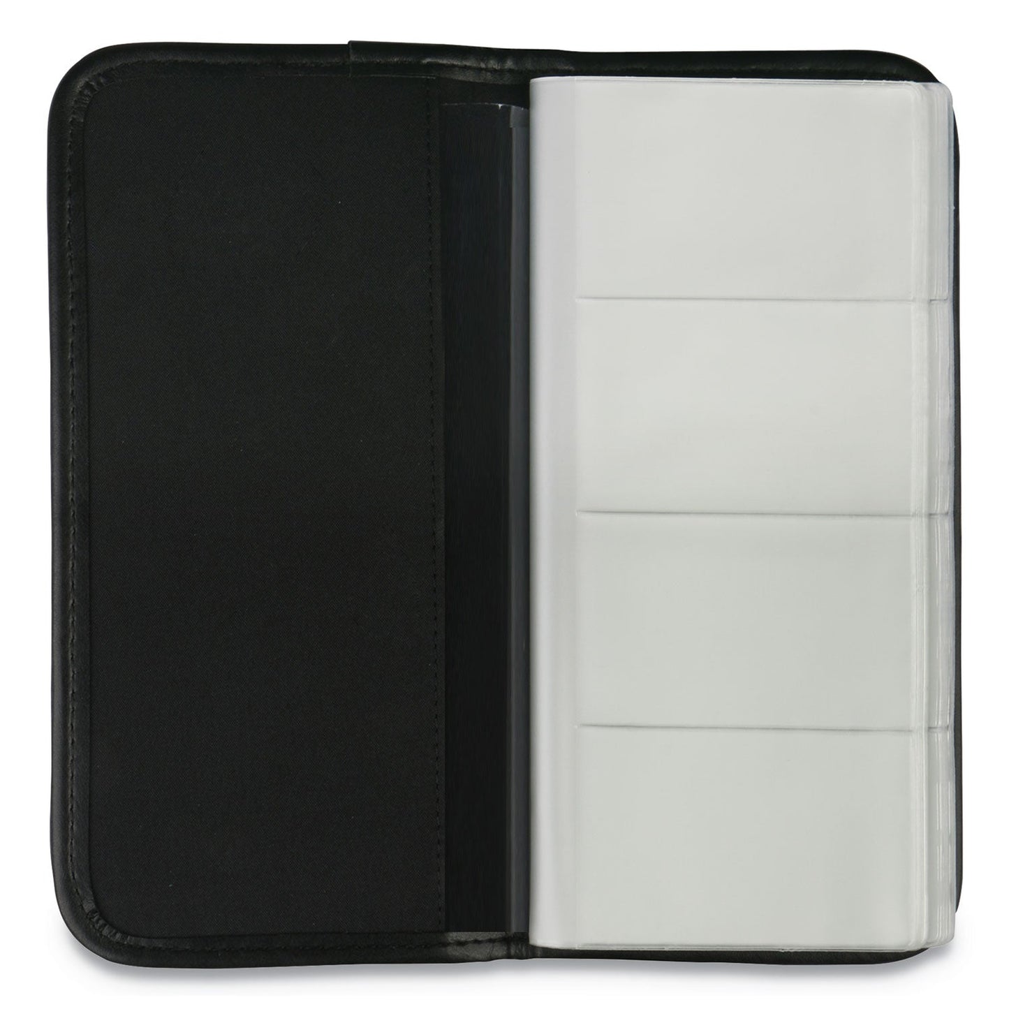 Universal Business Card Holder, Holds 160 3.5 x 2 Cards, 4.75 x 10.13, Vinyl, Black