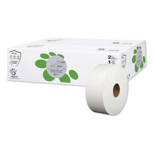 Papernet BioTech Toilet Tissue, Septic Safe, 2-Ply, White, 3.3" x 700 ft, 12 Rolls/Carton
