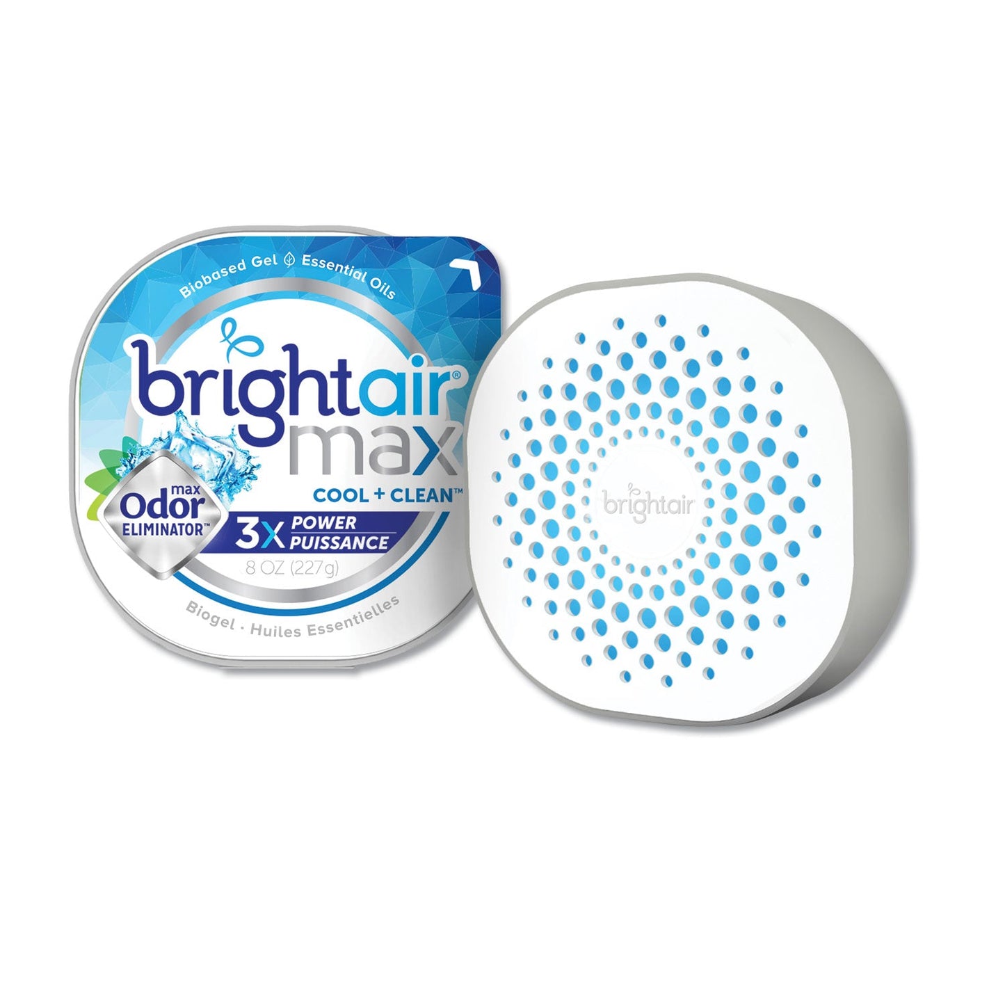 BRIGHT Air Max Odor Eliminator Air Freshener, Cool and Clean, 8 oz Jar, 6/Carton