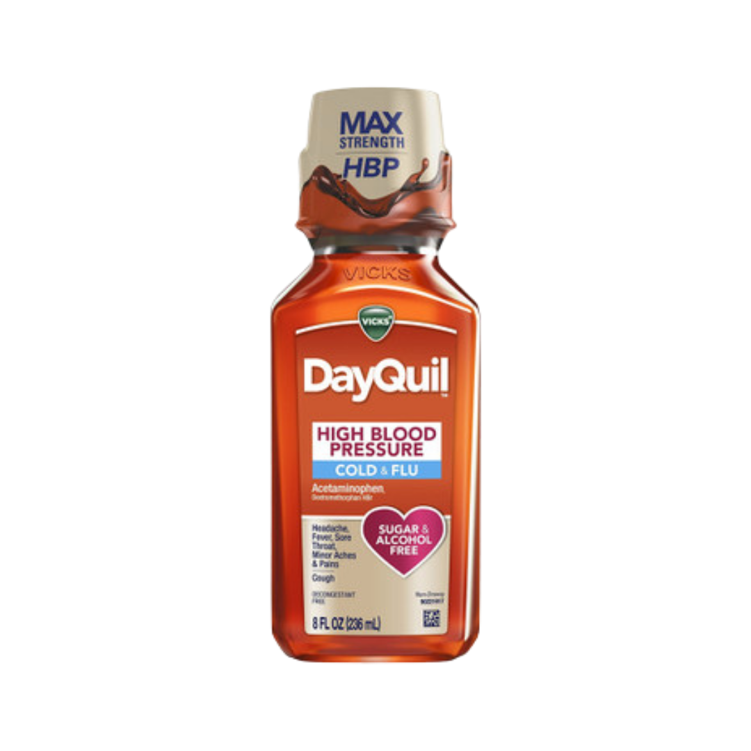 Vicks DayQuil HBP Cold & Flu Liquid Relief (8oz)