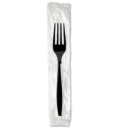 Dixie Individually Wrapped Heavyweight Forks, Polystyrene, Black, 1,000/Carton