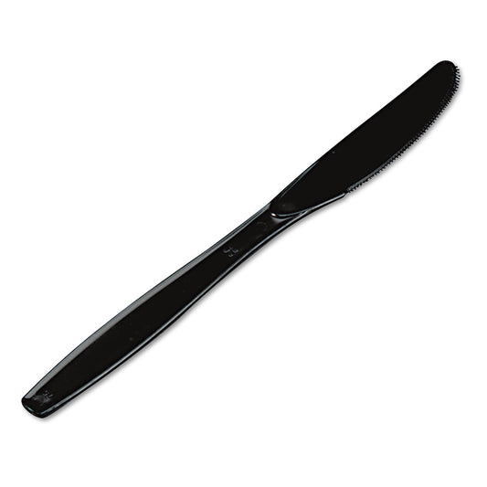 Dixie Plastic Cutlery, Heavyweight Knives, Black, 1,000/Carton