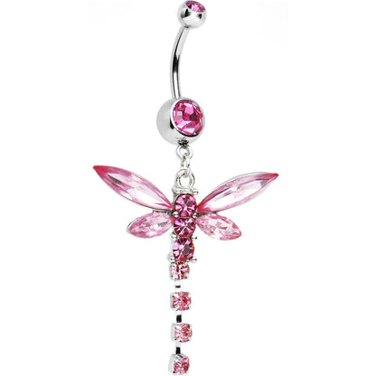 Pink Cubic Zirconia Dragonfly Belly Ring