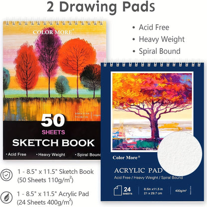 175-Piece Deluxe Art Set – Crayons, Colored Pencils & Acrylic Paints in Wooden Case