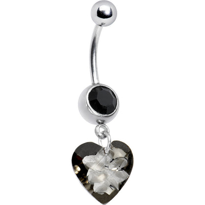 Jet Gem Classic Romance Heart Belly Ring