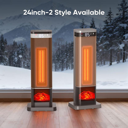 【Clearance】Space Heater for Indoor Use, 23Inch Portable Heater with Remote and Thermostat,7 Light Modes, 70°Oscillation, 12H Timer, up to 95°F, Tip-Over Protection