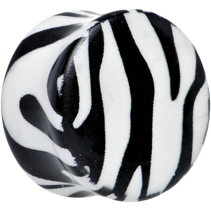 Zebra Print Glow in the Dark Saddle Plug 2G to 1 Inch