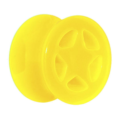 Acrylic Neon Yellow Star Tunnel Plug 2G to 20mm