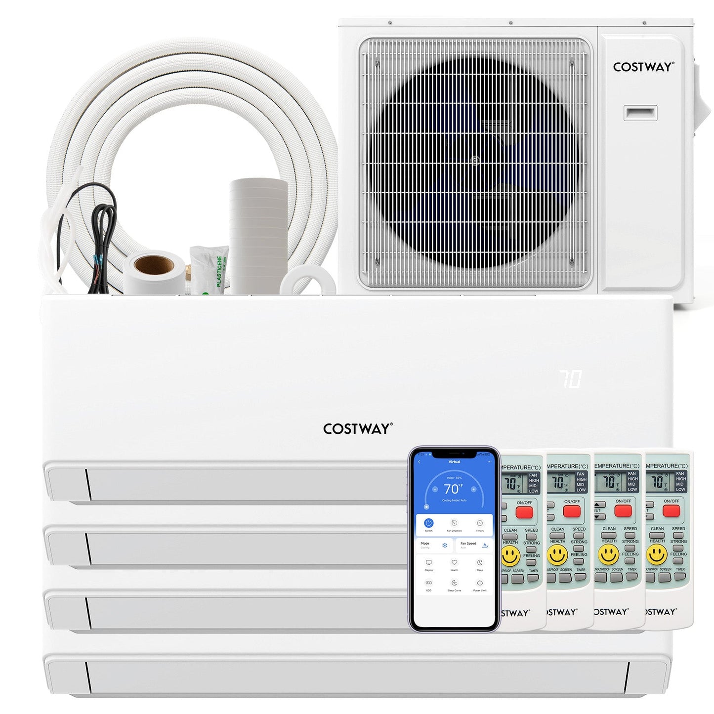 36000 BTU 4 Zone 23 SEER2 Mini Split Air Conditioner Wifi Enabled with Heat Pump