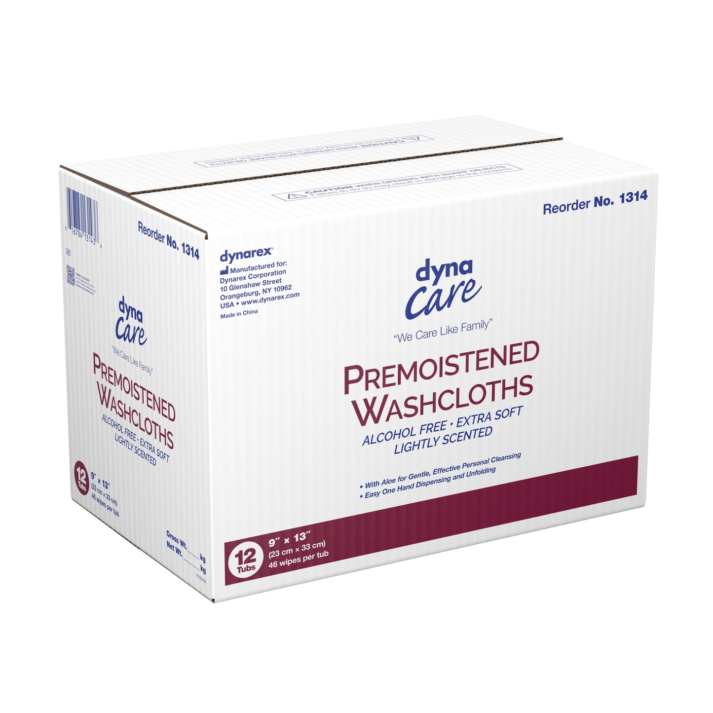 Dynarex Personal Cleansing Wipes, Aloe/Lanolin Scented, Tub 1314