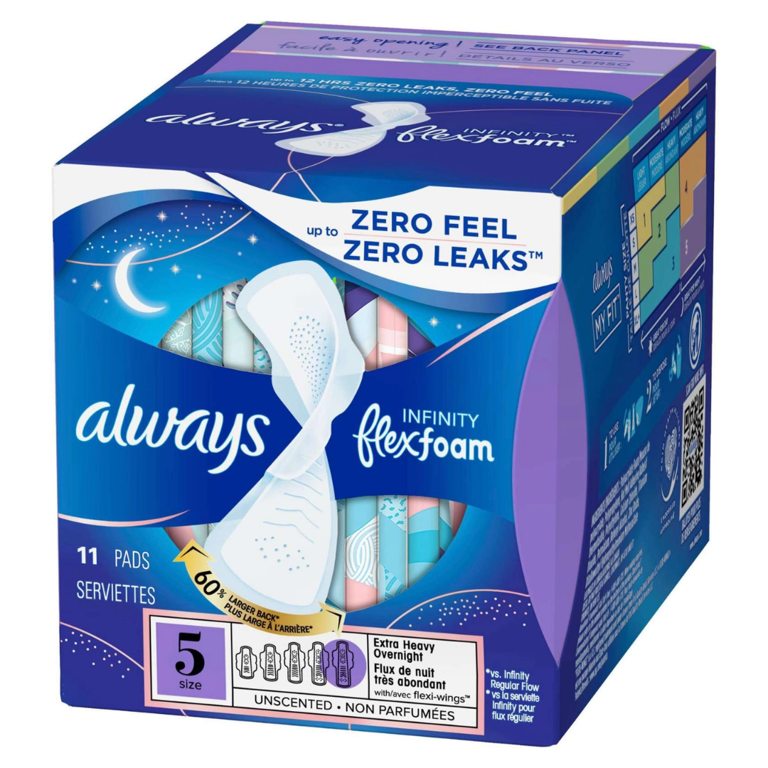 Always Infinity FlexFoam Size 5 Extra Heavy Overnight (11 Pads)