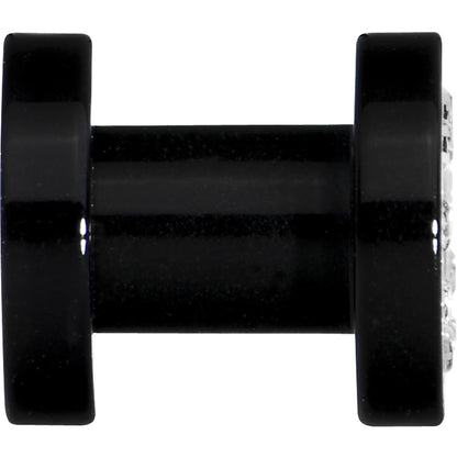 4G Black Acrylic with Clear Jeweled Flesh Tunnel