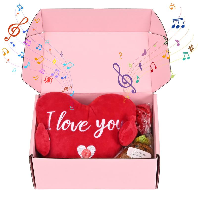 Heart Interactive Music Fluffy Plush Toy, 2026 Valentine's Day Gift, I Love You Recording Function in Multiple Languages, Romantic Anniversary & Cute Decor for Couples, Women, Mothers, Wives, Girlfriends, Grandmothers, Best Friends, Hex Puppet Plush