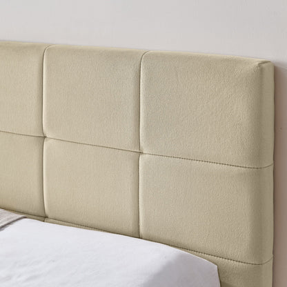 Mid-Century Storage Upholstered Tufted Bed Frame With Backrest And Armrests