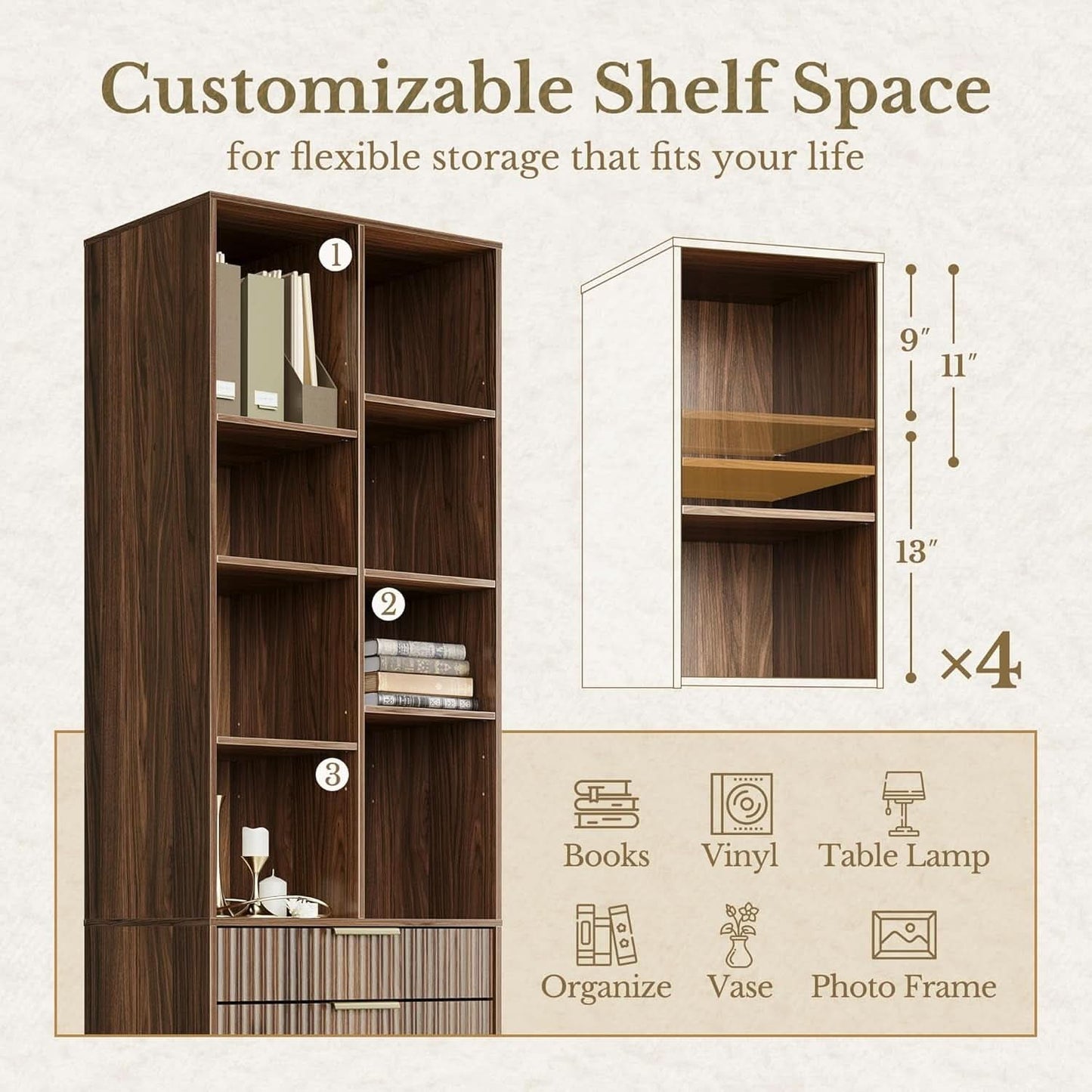 Electric Height Adjustable Desk 48 Inches Bookcase