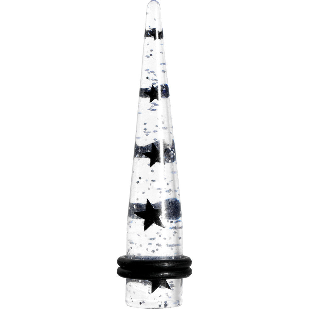 00G Clear Acrylic Glitter Black Star Confetti Taper