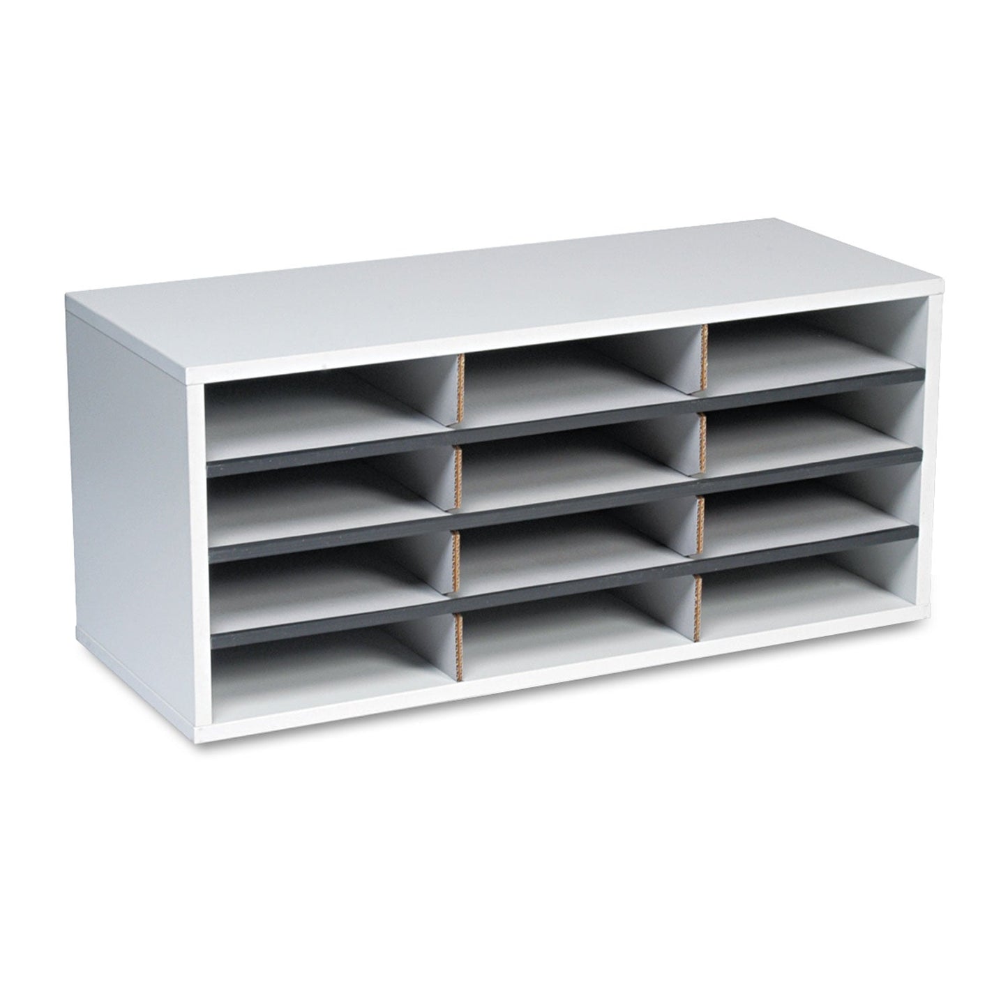 Fellowes Particle Board Desktop Sorter, 12 Compartments, 29 x 11.88 x 12.9, Dove Gray