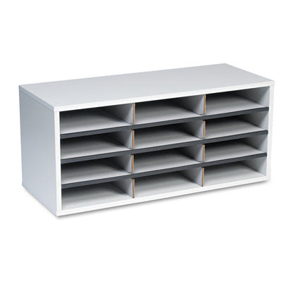 Fellowes Particle Board Desktop Sorter, 12 Compartments, 29 x 11.88 x 12.9, Dove Gray