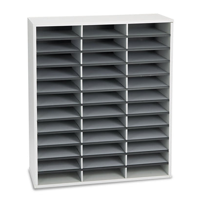 Fellowes Literature Organizer, 36 Letter Compartments, 29 x 11.88 x 34.69, Dove Gray