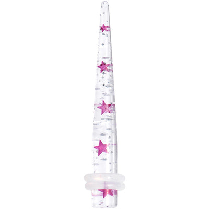 4G Clear Acrylic Glitter Purple Star Confetti Taper