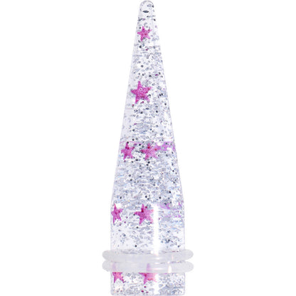 9/16 Clear Acrylic Glitter Purple Star Confetti Taper