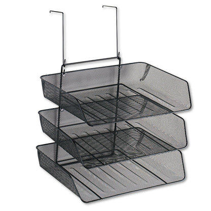Fellowes Mesh Partition Additions Three-Tray Organizer, 11.13 x 14 x 14.75, Over-the-Panel/Wall Mount, Black