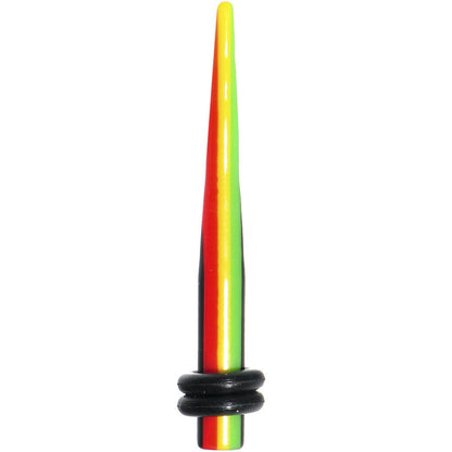 6G Acrylic Rasta Stripes Straight Taper