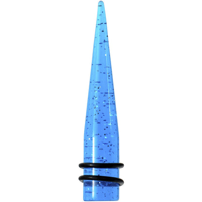 1/2 Blue Acrylic Silver Glitter Taper