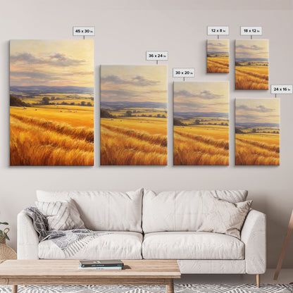 Countryside Wall Art, Wheat Field Art Print, Landscape Wall Art, Countryside Art, Canvas Print, Wall Art, 3 Piece Wall Art, Dorm Room Art