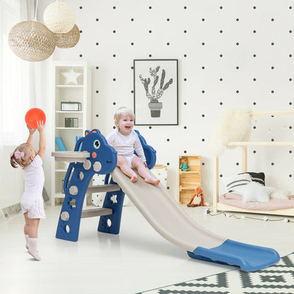 3-in-1 Kids Slide Baby Play Climber Slide Set with Basketball Hoop