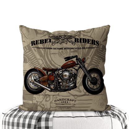 Motorcycle-Themed Double-Sided Square Pillow