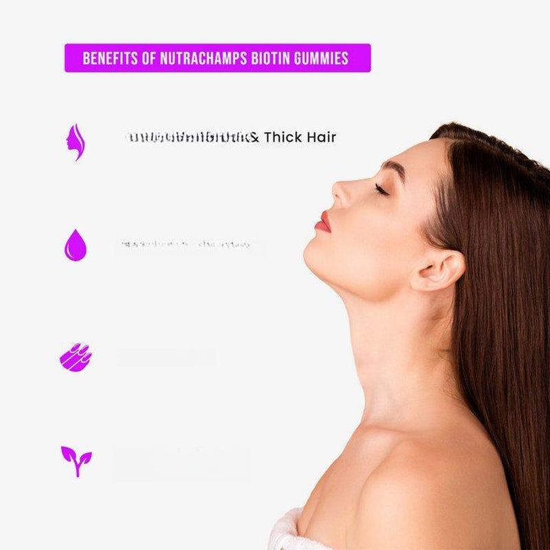 Nutrachamps Biotin Gummies 10,000 Mcg for Hair Skin & Nails Natural Strawberry Flavor US Made