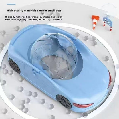 Hamster Car Sports Car with Golden Bear Running Ball Running Wheel for Small Pets Hamster Toy Car with Rolling Wheel Fun Exercise Play