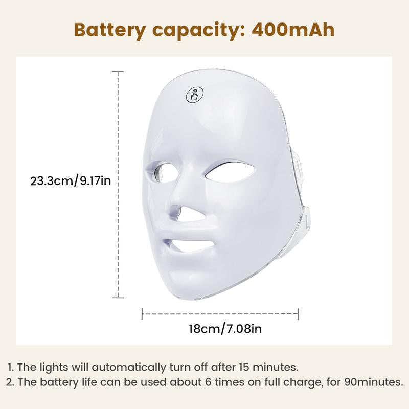 SHMHE Red Light Therapy Mask, 7-Color LED Photorejuvenation Mask, Daily Care Photorejuvenation, Wireless Charging, Ideal Gift for Women, Autumn and Winter Skin Care Facial Care Gift