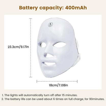 SHMHE Red Light Therapy Mask, 7-Color LED Photorejuvenation Mask, Daily Care Photorejuvenation, Wireless Charging, Ideal Gift for Women, Autumn and Winter Skin Care Facial Care Gift
