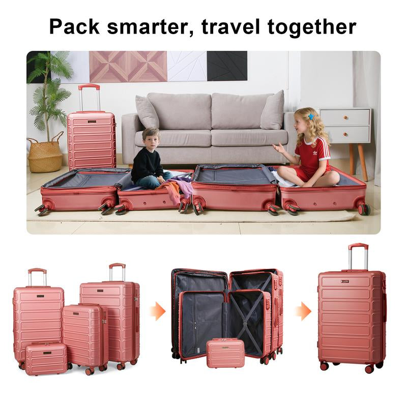 AAIVV 4Pcs Luggage Sets with TSA Locks-Suitcasefor Travel, Hardshell Luggage TSA Lock Spinnerwheels Hardshell Lightweight.