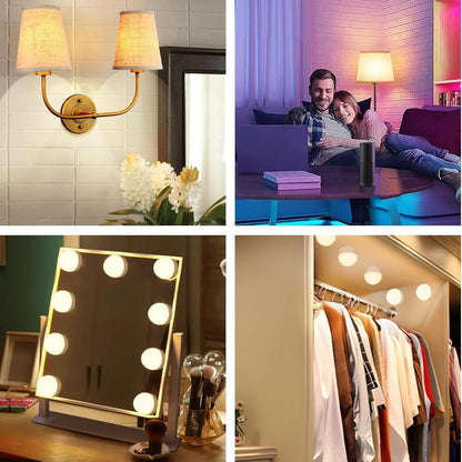2-Pack E12 Rechargeable Battery Operated Light Bulb with Remote, Dimmable LED Bulb with 15 Colors Selectable & 3 Timer, Wireless Detachable Puck Light Bulb for Wall Sconce, Non-Hardwired