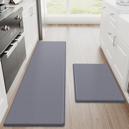 Kitchen Mats, 2PCS Kitchen Rugs, Cushioned anti Fatigue Kitchen Mats for Floor, Non-Slip Standing Desk Mat, Waterproof Kitchen Rug Set for Kitchen,20" X 32"+20" X 94.5"-Full 1Inch Thick,Black
