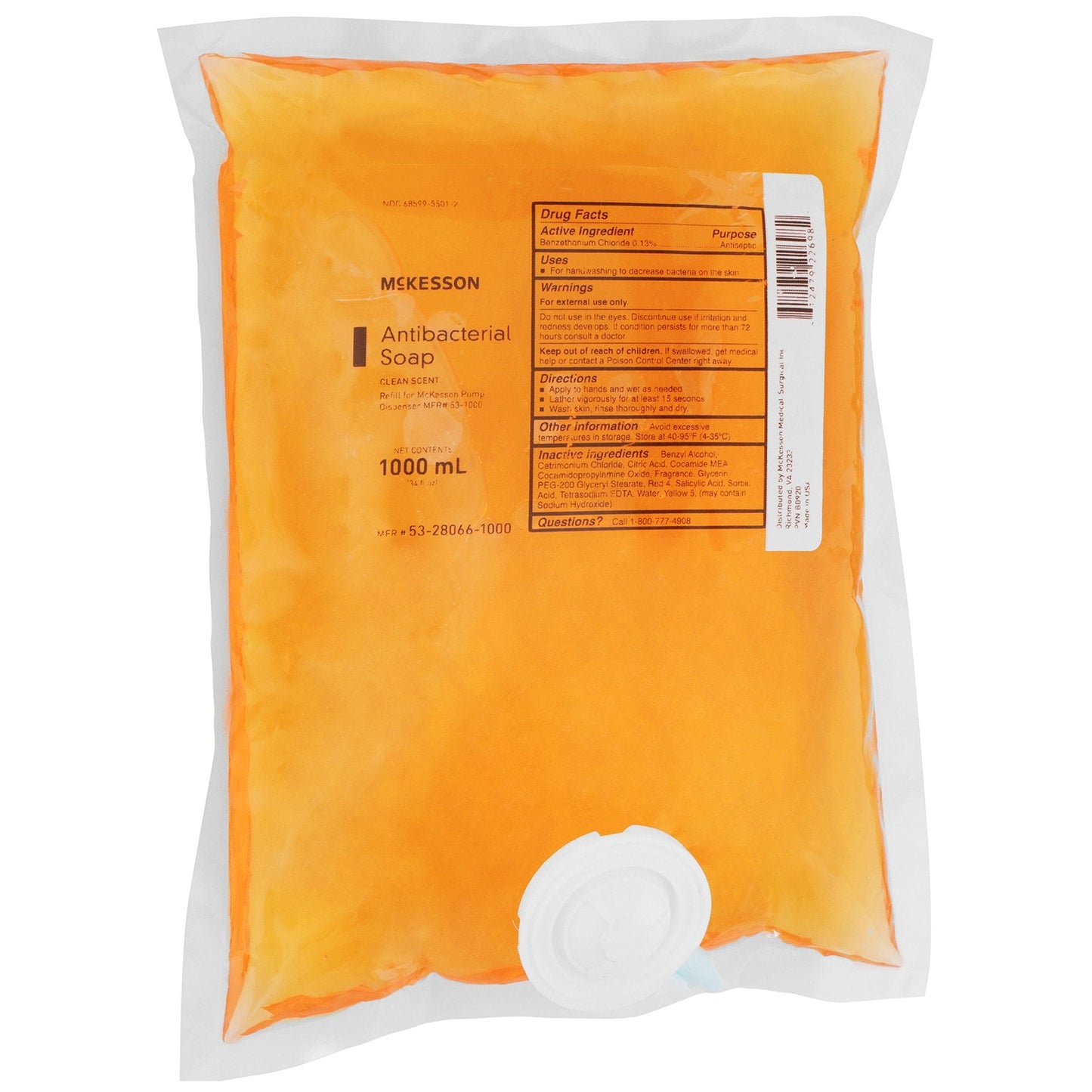 McKesson Clean Scent Antibacterial Soap, 1000 mL Refill Bag 53-28066-1000