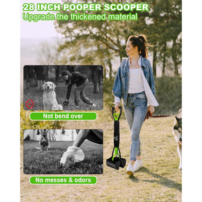 28" Heavy-Duty Foldable Dog Pooper Scooper - Unbreakable, Easy-to-Use for Grass, Gravel & Outdoor Cleanup