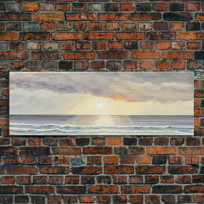 Panoramic Ocean Beach canvas prints Sea landscape Nautical photo Coastal canvas print Sea wave canvas Extra large wall art  Ready to hang