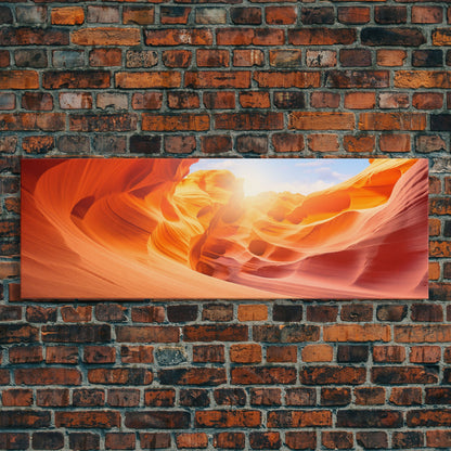 Beautiful Photographic Panoramic of Antelope Canyon Arizona, Sunset Photography, Framed Canvas Print, Landscape Photography, Landmark Art