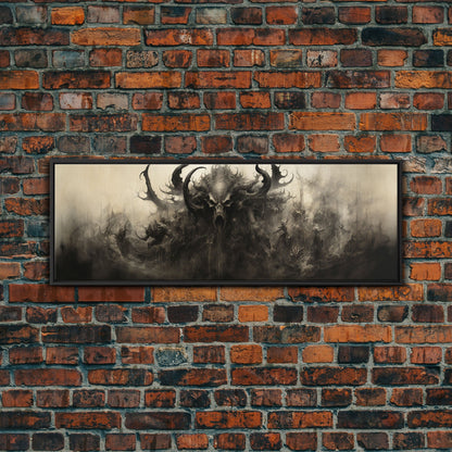 The Demon, Panoramic Canvas Print, Framed Halloween Art, Spooky Decor, Halloween Art, Halloween Wall Art, Halloween Art Print