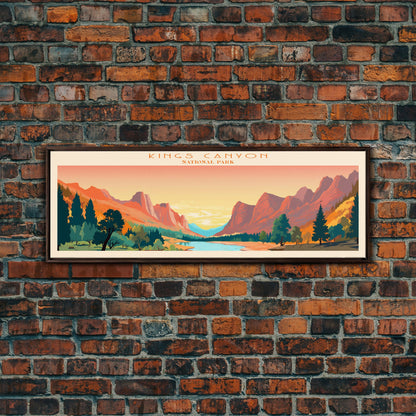 Kings Canyon National Park, Panoramic California Travel Art, National Park Print, Minimalist Travel Art, Midcentury Modern Style Landscape