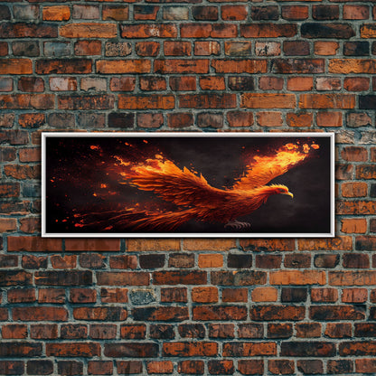 Panoramic Canvas Print Of "The Phoenix" - Rebirth Art - Framed Canvas Art - Framed Wall Art - Incredibly Beautiful Phoenix Decor